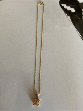 Gold-tone Pendant Necklace with Champagne Stone
